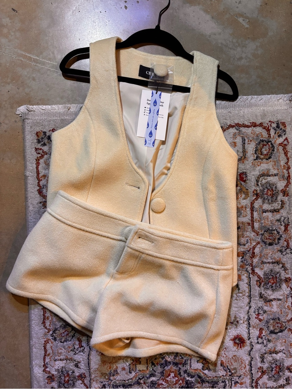 Cider Cream Sleeveless Button Vest with Matching Shorts